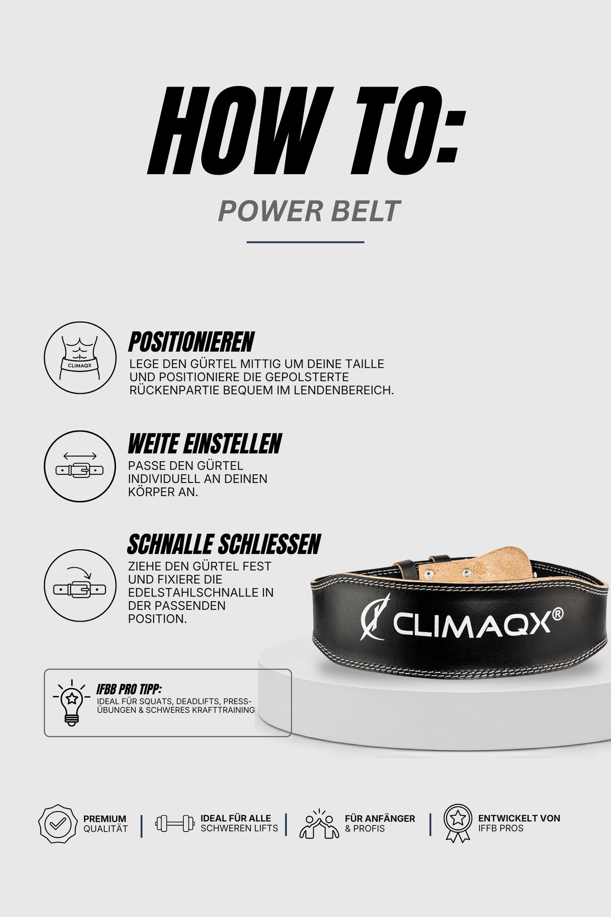 Gewichthebergürtel Power Belt Leder S - XL