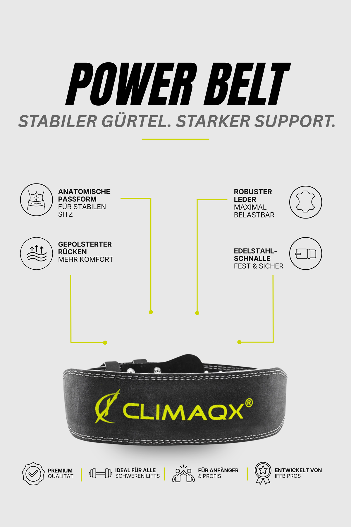 Gewichthebergürtel Power Belt Leder S - XL