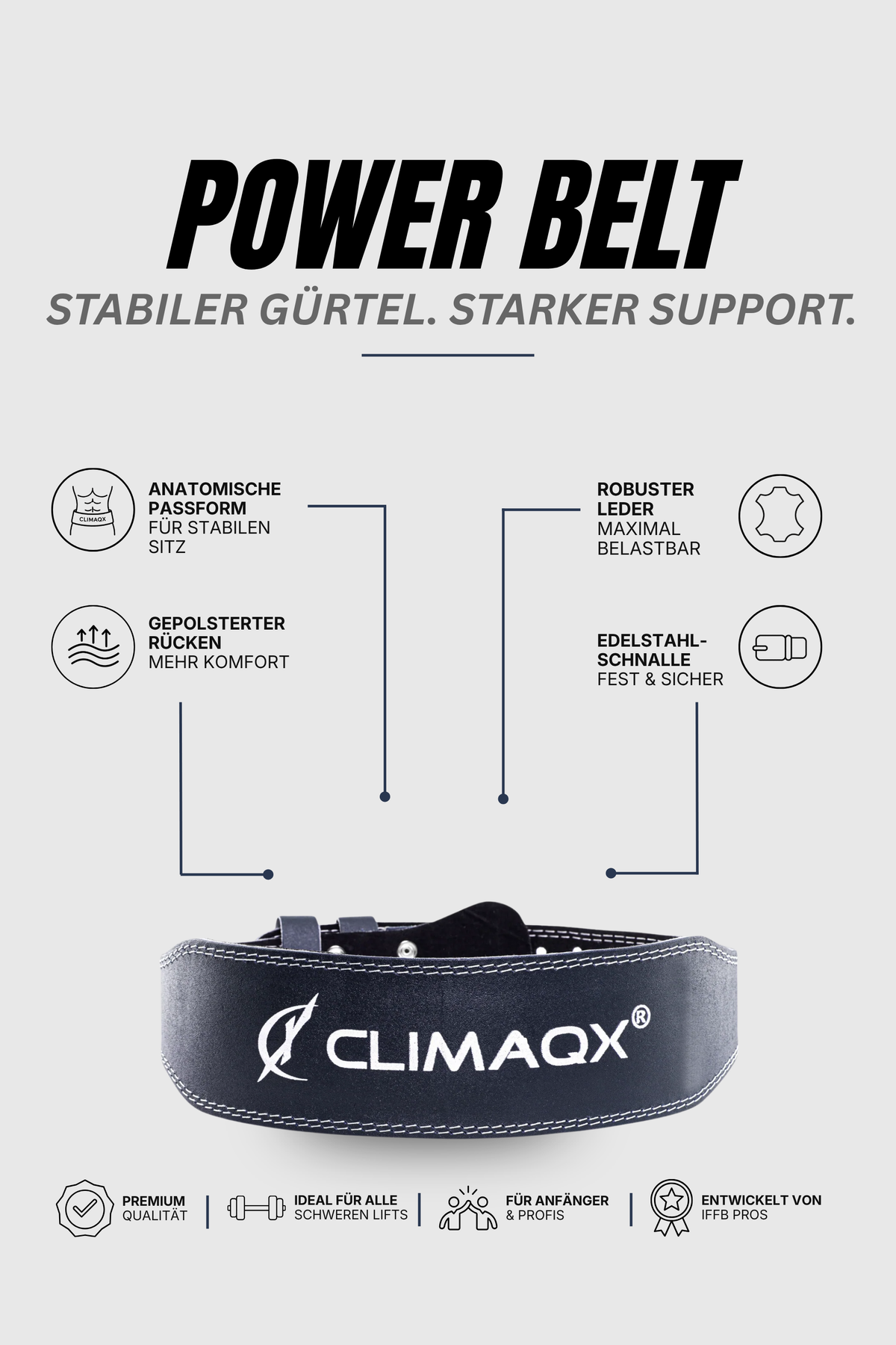 Gewichthebergürtel Power Belt Leder S - XL