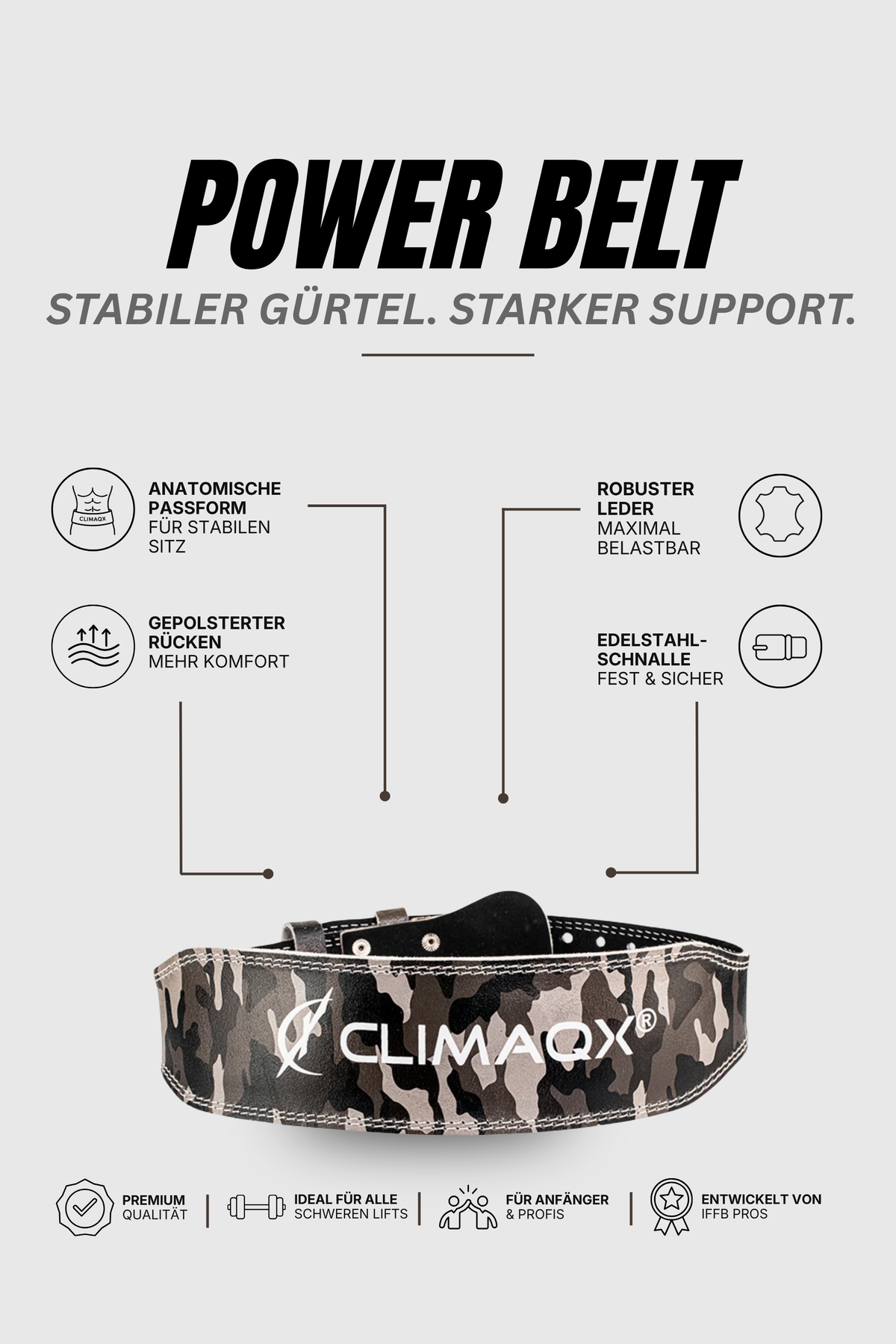 Gewichthebergürtel Power Belt Leder S - XL