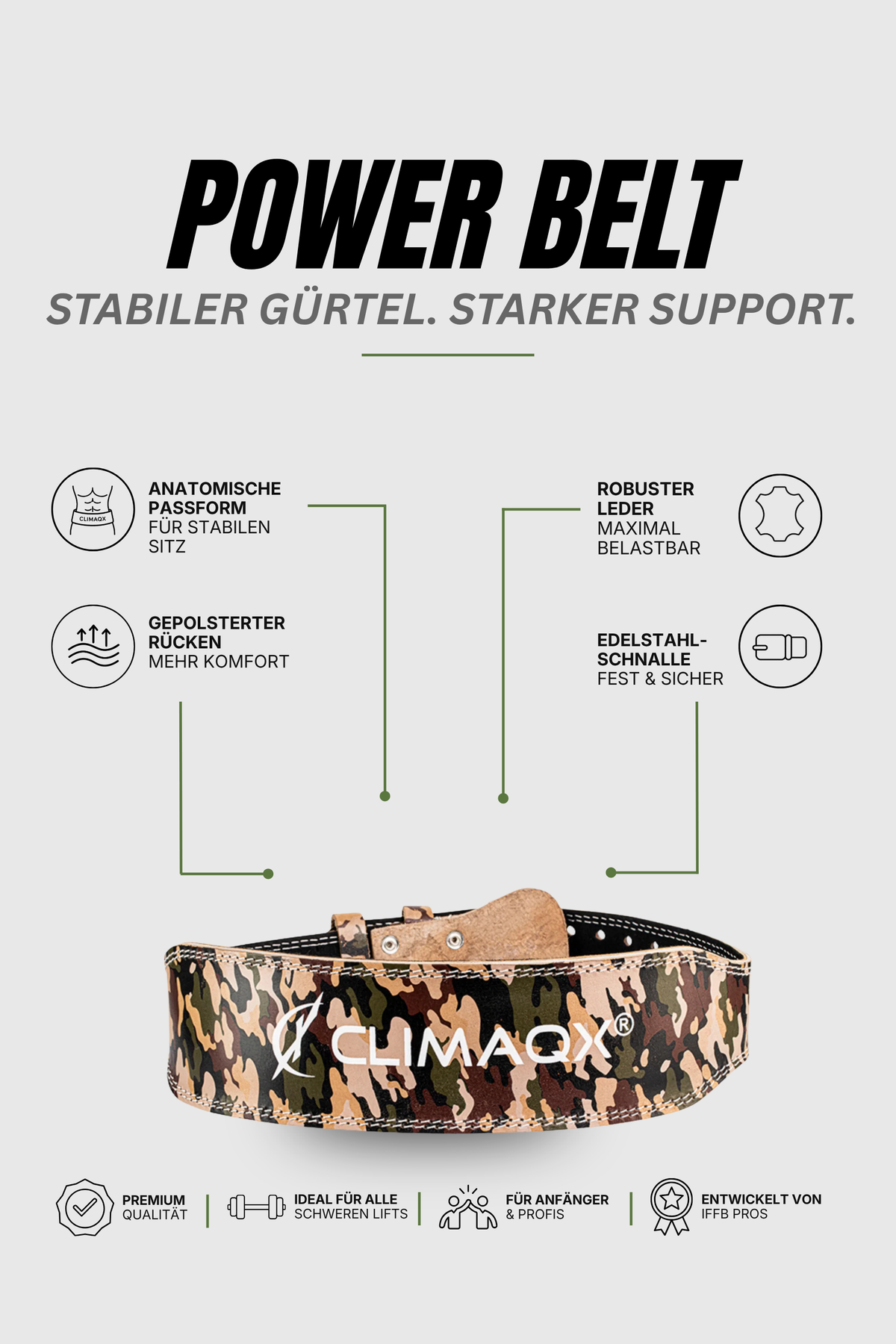 Gewichthebergürtel Power Belt Leder S - XL