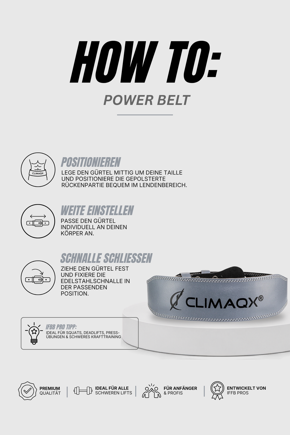 Gewichthebergürtel Power Belt Leder S - XL