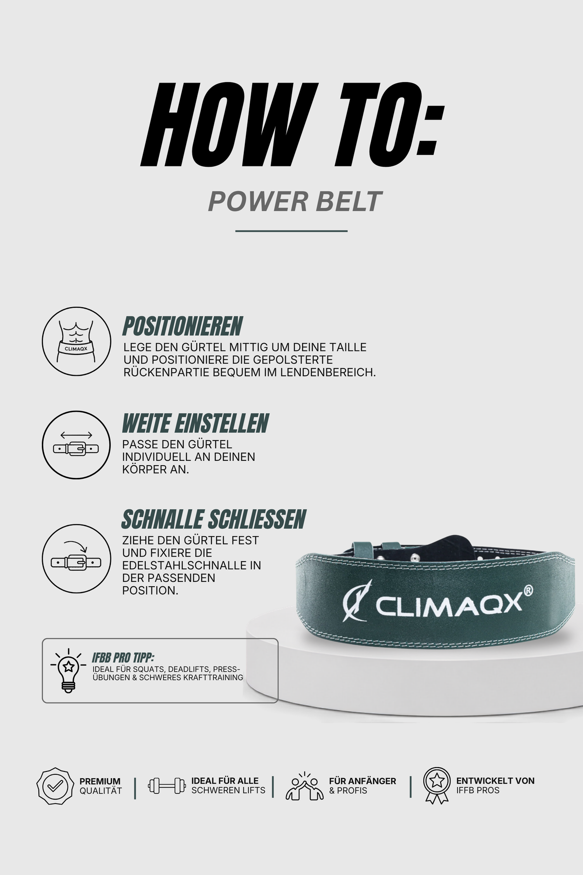 Gewichthebergürtel Power Belt Leder S - XL